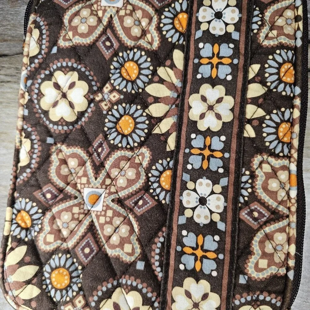 Vera Bradley Canyon eReader eBook Sleeve 8.5x6.5‎ Padded Zip Pencil Pouch Brown